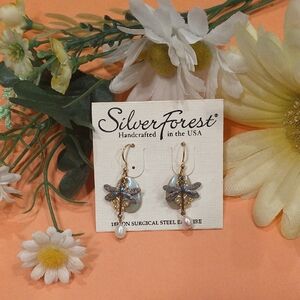 Silver Forest Layered Dragonfly Earrings